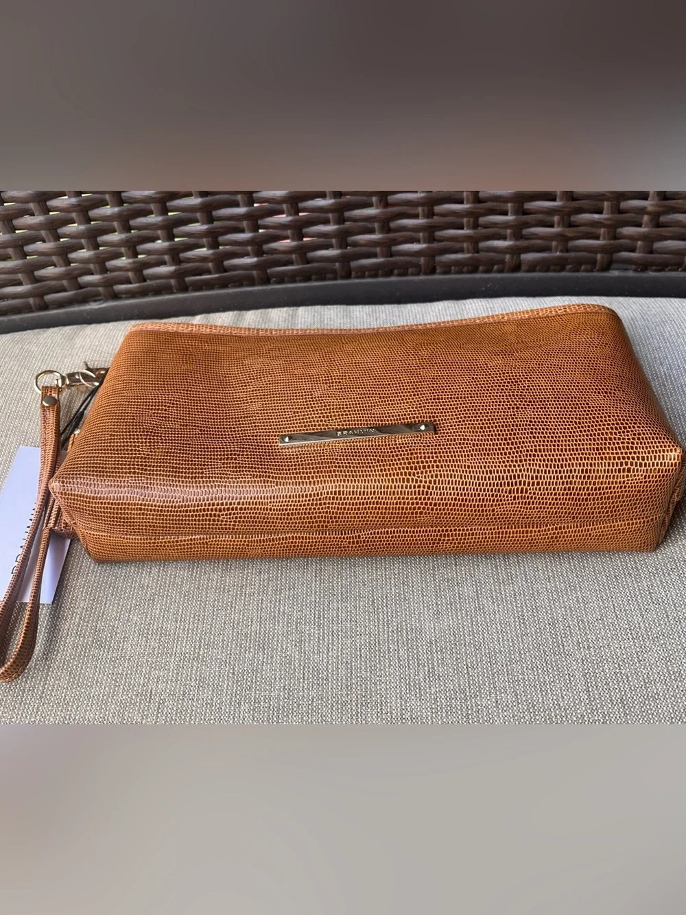 NWT Brahmin Kayla in TOBACCO ALL OVER LIZARD Clutch